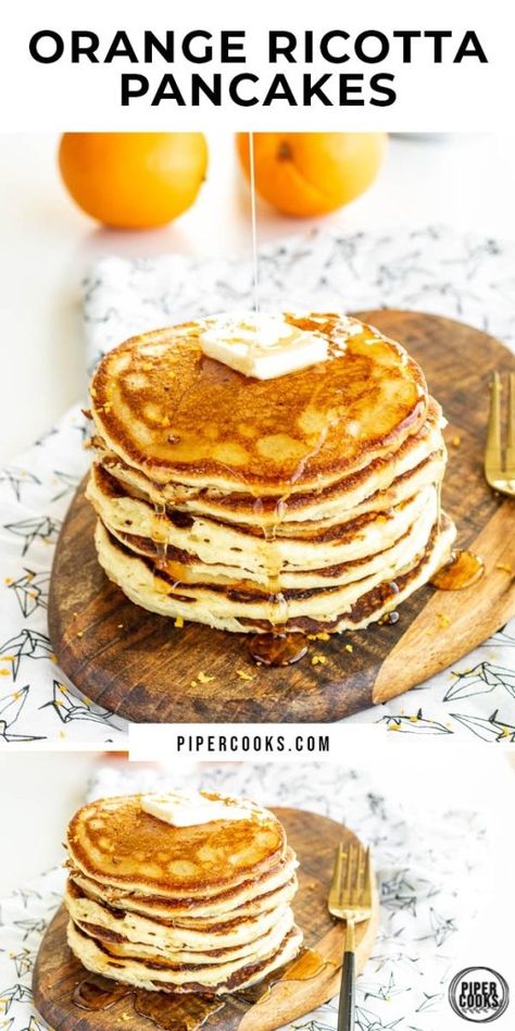 Orange Ricotta Pancakes, Orange Ricotta, How To Cook Pancakes, Make Pancakes, Fresh Orange Juice, Ricotta Pancakes, Favorite Breakfast Recipes, Pancake Recipes, Homemade Pancakes