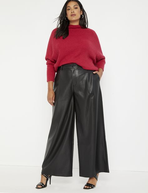 Plus Size Eloquii Fall Trends Collection 2019 | Stylish Curves. If you're looking for some stylish fall outfit ideas, then you need to checkout the new fall collection from Eloquii. Its filled with 2019 fall trends ranging from leopard print to coordinating sets, leather pants,and bright colors. All in plus sizes     #plussizefashion #falltrends #2019falltrends #eloquii #plussizeoutfitideas #falloutfitideas #plussizeclothing #howtostyleleather Plus Size Leather Pants, Wide Leg Outfit, Legs Outfit, Wide Leg Pants Outfit, Big Pants, Leather Pants Outfit, Leg Pants Outfit, Stylish Fall Outfits, Plus Size Pants