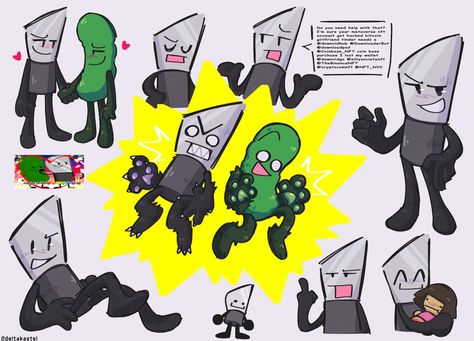 Mlm moment (by deltakastel on twitter) Pickle X Knife Ii, Knife And Pickle Inanimate Insanity, Knife Inanimate Insanity Fanart, Knickle Ii, Knife Inanimate Insanity, Sliced Pickles, Fear Garden, Object Show Art, Random Object