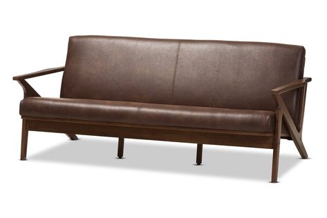 Arick Mid-Century Faux Leather Modern Sofa Modern Leather Sofa, Mid Modern, American Signature Furniture, Mid Century Sofa, Value City Furniture, Baxton Studio, Black Sofa, Minimalism Interior, Modern Lounge