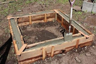 The Messy Gardener: Making a 4 X 4 Concrete Raised Bed - First Try Raised Landscaping, Raised Landscaping Beds, Perennial Veggies, Landscaping Beds, Veggie Beds, Making Raised Garden Beds, Mid Century Landscaping, Pouring Concrete, Plants For Raised Beds