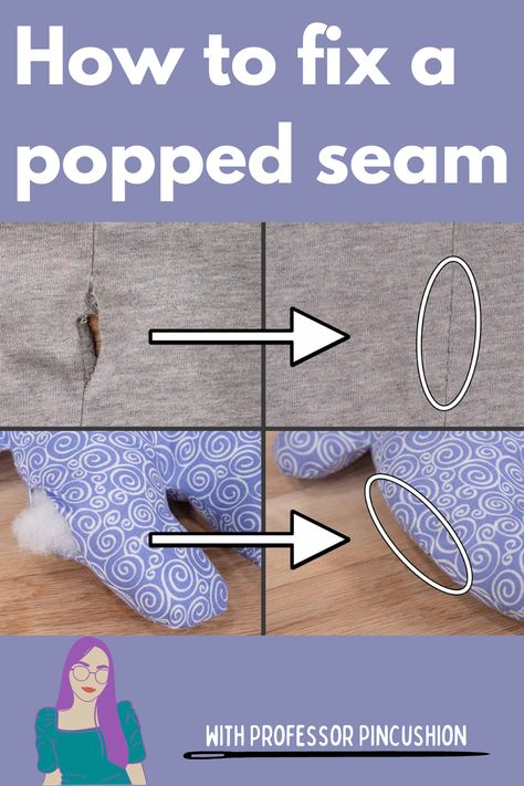 How To Sew A Ripped Seam By Hand, Seam Repair Stitch, Repairing Clothes, Easy Hand Sewing, Sewing Repairs, Mending Clothes, Sewing Seams, Pop Stitch, Sewing Alterations