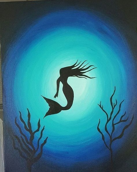 Paint Holder, Painting Mermaid, Mermaid Canvas, Shadow Painting, Mermaid Drawings, Mermaid Painting, Simple Canvas Paintings, Image Nature, Oil Pastel Art