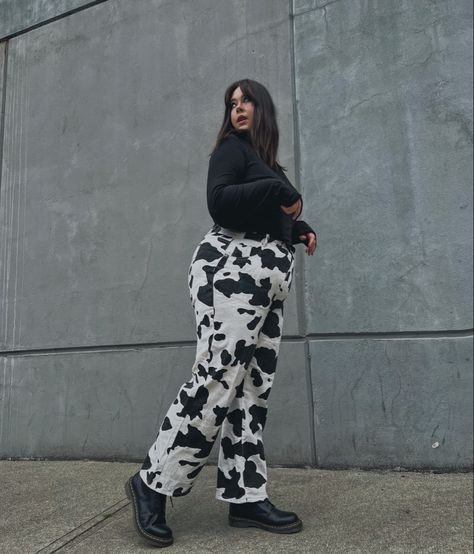 cow pants, black shirt, doc martins, Cow Pants, Cow Print Pants Plus Size, Cow Print Flare Pants, Cow Print Stuff Pants, Cow Print Bell Bottom Pants, Printed Pants, Cow Print, Pants Outfit, Harem Pants