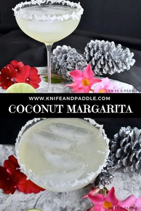 Coconut Margarita • www.knifeandpaddle.com Lemon Margarita, Frozen Watermelon Margarita, Coconut Tequila, Peach Margarita, Coconut Margarita, Margarita Ingredients, Easy Margarita, Margarita On The Rocks, Rum Cream