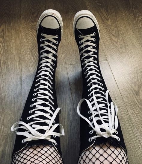 Knee High Converse, High Converse, Knee High, Converse, Stockings, Sneakers, White, Black