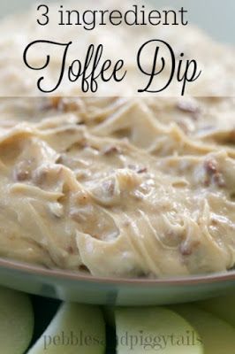 Easy 3 Ingredient Toffee Dip for Apples | Making Life Blissful Cream Cheese Toffee Dip, Dips For Apple Slices, Fruit Dip With Toffee Bits, Fruit Dip With Cream Cheese Toffee Bits, Toffee Cream Cheese Dip, Easy Fall Dips Recipes, Dip For Graham Crackers, Dip For Apples, Toffee Apple Dip