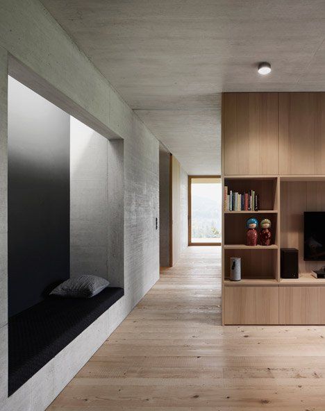 Dezeen Architecture, Bernardo Bader, Houses Architecture, Interior Minimalista, A Living Room, Residential Interior, Interior Furniture, Contemporary Architecture, Detached House