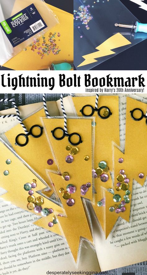 Fun and easy DIY lightning bold bookmark to celebrate the 20th anniversary of Harry Potter and the Sorcerer's Stone release. Harry Potter Activities, Harry Potter Day, Classe Harry Potter, Harry Potter Bookmark, Harry Potter School, Cumpleaños Harry Potter, Harry Potter Bday, Harry Potter Classroom, Wallpaper Macbook