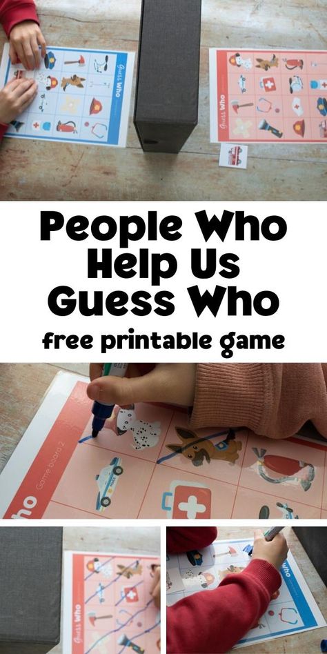 People That Help Us Activities, Community Helpers Crafts For School Age, Emergency Services Activities For Kids, Emergency Services Eyfs Activities, People Who Help Us Activities, People Who Help Us Eyfs Activities, Guess Who Game Printable, Community Helpers Matching Game, Community Helpers Games