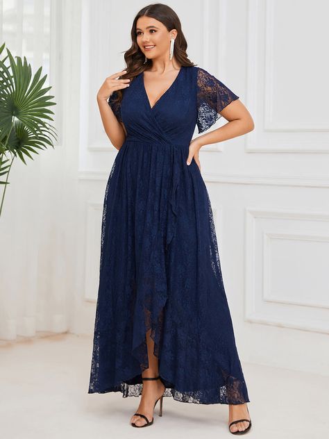 Simple Evening Dress, Mother Dress, A Line Evening Dress, Lace Party Dresses, Evening Dresses Plus Size, Ever Pretty, Mothers Dresses, Lace Evening Dresses, Guest Dress