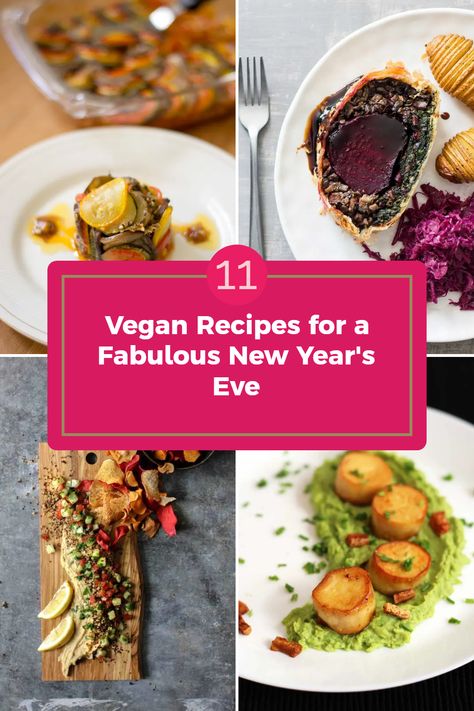 Looking to make your New Year's Eve party unforgettable? Discover these 11 fun and delicious vegan recipes to impress your guests. From mouthwatering ‘Ratatouille a la Remy’ to easy-to-make vegan sushi rolls, this collection ensures you serve colorful, satisfying dishes that your friends and family will love. Whether you're hosting an intimate dinner or a larger gathering, these creative vegan delights will keep everyone talking well into the new year. Let this year be filled with tasty, plant-based magic! Vegan Lunar New Year Recipes, Vegetarian Recipes New Years Eve, New Years Vegan Food, Vegan New Years Eve Recipes, Vegan New Years Recipes, Vegan Sushi Rolls, New Year's Eve Appetizers, New Years Eve Dinner, Dinner For One