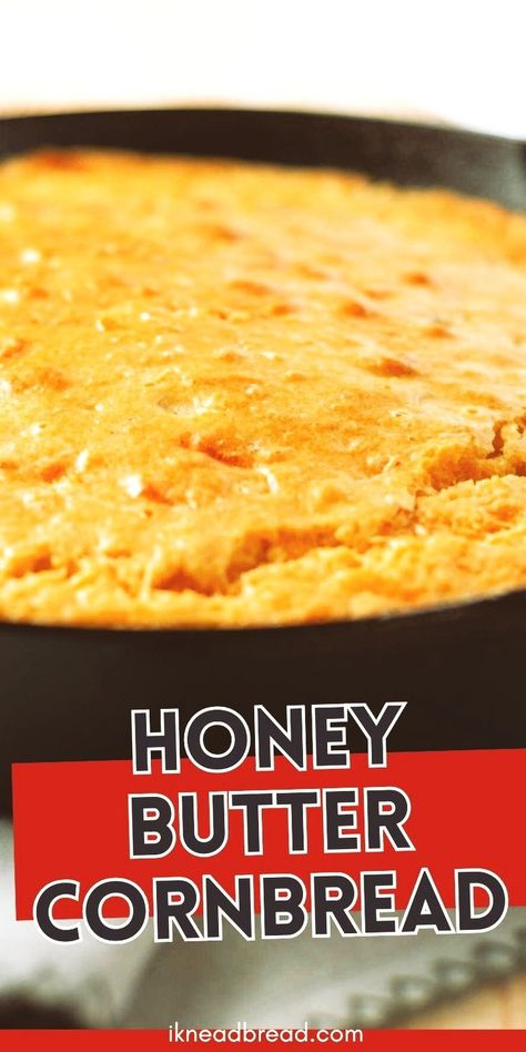 Honey Butter Cornbread is a delightful twist on a classic Southern 
side dish. This recipe combines the sweet flavor of honey with golden 
cornbread for a tender baked treat. The real magic happens after baking, when honey and butter is 
drizzled over the top, creating a delightful balance of sweet and savory
 flavors. The cast iron skillet ensures a crispy, golden crust and a moist, 
tender center. Sweet And Moist Cornbread Recipe, Golden Sweet Cornbread, Honey Butter Cornbread Jiffy, Cajun Cornbread Recipe, Cornbread Side Dish, Butter Cornbread Recipe, Honey Butter Cornbread, Sweet Cornbread Recipe, Southern Cornbread Recipe