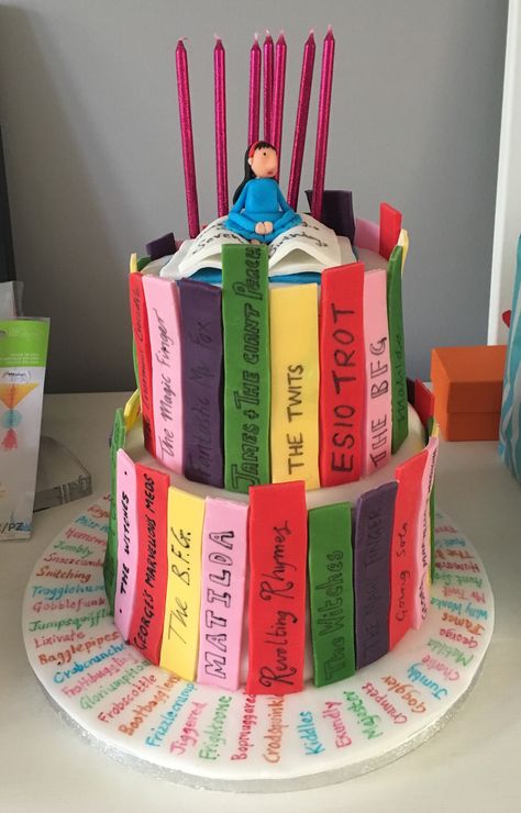 Roald Dahl Cake Ideas, Roald Dahl Birthday Cake, Roald Dahl Cake, Roald Dahl Party Ideas, Roald Dahl Birthday Party, Matilda Birthday Party Theme, Matilda Party Ideas, Roald Dahl Party, Alice Cake