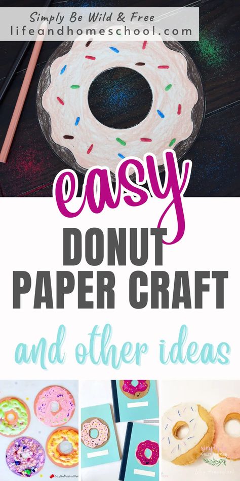 Easy donut paper craft and other fun donut craft ideas! These kid's craft ideas are perfect for celebrating National donut day, donuts with dad, or for throwing a donut themed birthday party! Donut Stem Activity, Donut Craft Ideas, Paper Donut Craft, Donut Theme Games, Doughnut Crafts For Kids, Donut Crafts For Toddlers, Donut Paper Craft, Donut Craft Preschool, Donut Crafts For Kids