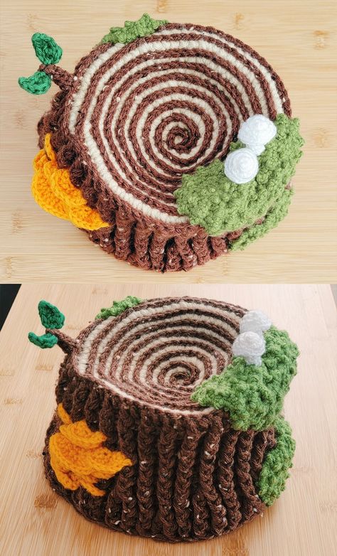 Forest Spirit Bucket Hat Crochet Pattern, Mossy Tree Stump With Mushrooms, Mori Girl, Cottagecore, Bog Witch Aesthetic - Etsy Tree Stump With Mushrooms, Stump With Mushrooms, Bucket Hat Crochet Pattern, Bog Witch, Bucket Hat Crochet, Mossy Tree, Crochet Tree, Easy Crochet Animals, Hat Crochet Pattern