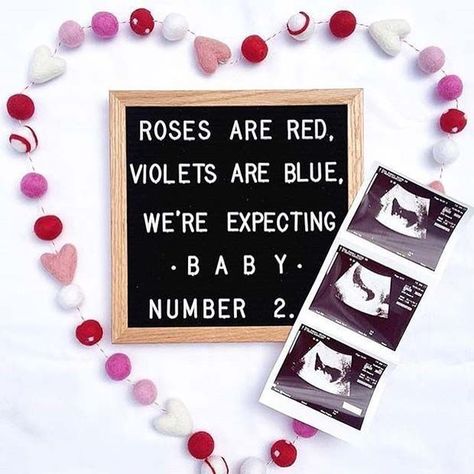 Roses are red, Violets are blue, We're expecting baby number 2. 2nd Baby Announcement, Baby Number 2 Announcement, Pregnancy Annoucements, Baby 2 Announcement, Second Baby Announcements, Baby 2024, Valentines Pregnancy Announcement, Crafts Valentines, Theater Rooms