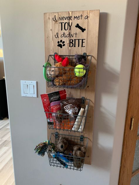 Stairs Organization, Rooms Organization, Dog Room Decor, Puppy Room, Lumber Yard, Dog Storage, Dog Toy Storage, Wire Basket Storage, Dog Area