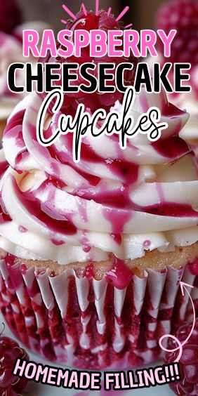 Raspberry Cheesecake Cupcakes Raspberry Cheesecake Cupcakes, Cheesecake Cupcakes Recipe, Vegetable Dumplings, Homemade Cheesecake, Classic Cheesecake, Bakery Ideas, Raspberry Sauce, Cheesecake Cupcakes, Raspberry Cheesecake