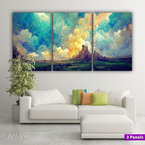 Abstract mountains and green field canvas print wall art, Ready to hang, gallery style wall art, Multi panel wall art, Extra large canvas https://etsy.me/3L0owgW #contemporary #canvasprint #stretchedcanvas #readytohangcanvas #highqualitycanvas #walldecor Abstract Mountains, Multi Panel Wall Art, Green Field, Extra Large Canvas, Panel Wall, Panel Wall Art, Flower Art Painting, Beautiful Wall Art, Large Canvas