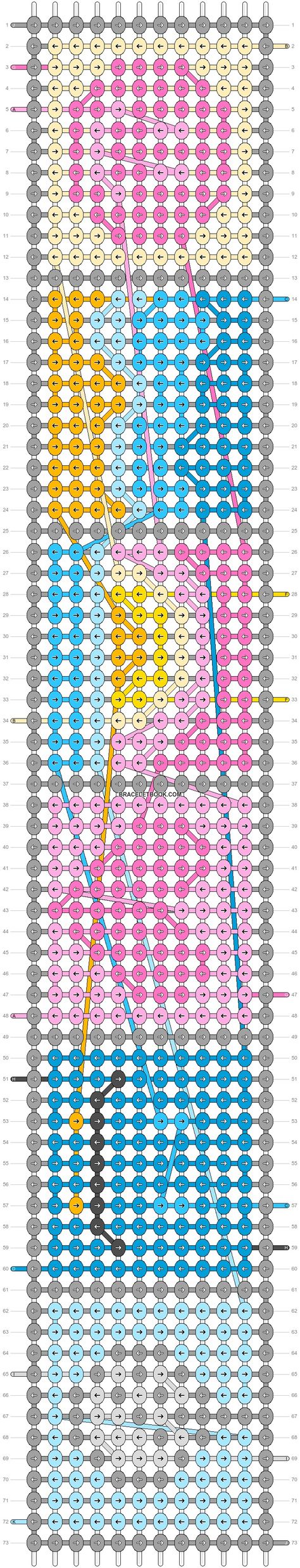 Alpha pattern #175245 | BraceletBook Alpha Pattern, Alpha Patterns, Friendship Bracelet Patterns, Disco Ball, Smiley Face, Bracelet Patterns, Friendship Bracelet, Sunrise Sunset, Smiley