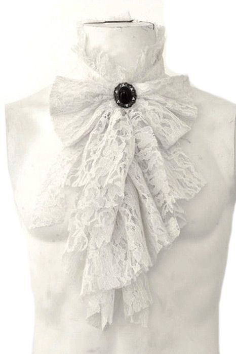 Remis en stock / Back in stock: Large white lace jabot with bow and removable pin gothic elegant pin Prix: 34.90 #new #nouveau #japanattitude #jabot #gothique #gothic #elegant #aristocrat #victorien #victorian #tie #white #lace #cameo #knot #brooch #old #louis #century #steampunk Cross Stitch Necklace, Victorian Collar, Fabric Flower Brooch, Victorian Lace, Punk Rave, Girls Bows, Flower Brooch, Large White