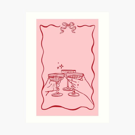 Get my art printed on awesome products. Support me at Redbubble #RBandME: https://www.redbubble.com/i/art-print/Pink-Cocktail-Party-Bow-Aesthetic-Dinner-Party-by-KittyStrand/160303375.1G4ZT?asc=u Vintage Party Illustration, Mocktail Party Ideas, Cocktail Art Print, Bow Dinner Party, Wine Party Aesthetic, Cocktail Illustration Graphic Design, Pink Bow Party, Aesthetic Dinner Ideas, Cocktail Party Aesthetic