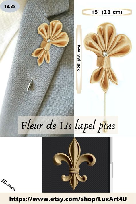 Lapel Pins Diy, Wedding Bouquet Ribbon, Men Wedding Accessories, Diy Corsage, Necktie Crafts, Safety Pin Jewelry, Button Holes Wedding, Zipper Crafts, Fabric Flower Brooch