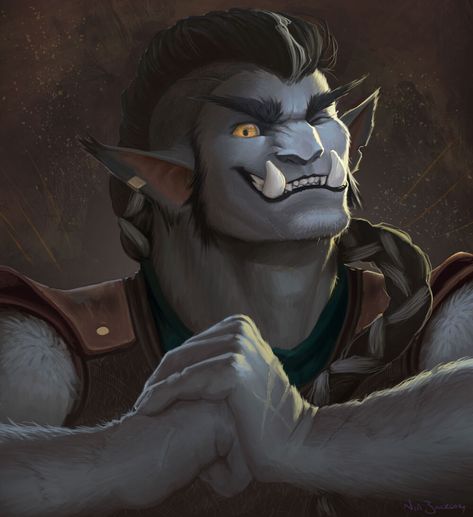 Bugbear Cleric, Dnd Orc, Pathfinder Character, Dnd Races, Character Portrait, Fantasy Races, Dungeons And Dragons Characters, Dnd Art, A Good Friend