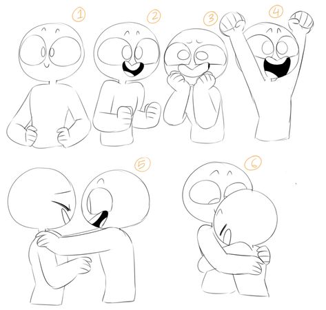 HAPPY POSES 1 “Okay time for some more fluffy expressions Sketch Bodies, Drawing Bases, Structural Drawing, Funny Poses, 인물 드로잉, 캐릭터 드로잉, Drawing Expressions, Drawing Templates, Chibi Drawings