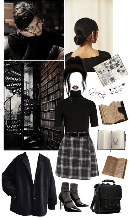 Dark Academia Professor Outfit, Dark Romance Aesthetic Outfits, Dark Academia Christmas Outfit, Dark Acedima Aesthetic Outfits, Mortician Outfits, Grey Academia Outfit, Winter Dark Academia Outfits, Dark Vintage Outfits, Dark Academia Outfit Black