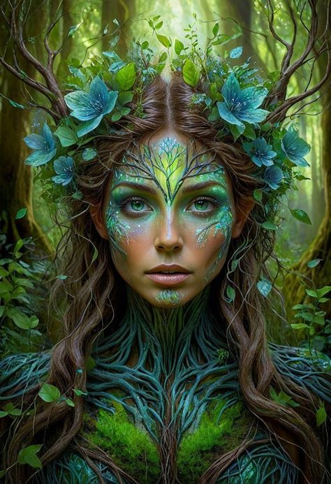 Christmas Phone Wallpaper Cute, Mother Nature Costume Makeup, Wallpaper Backgrounds Christmas, Ethereal Face, Flower Nymph, Phone Wallpaper Cute, Mother Nature Costume, Spirit Costume, Mother Earth Art