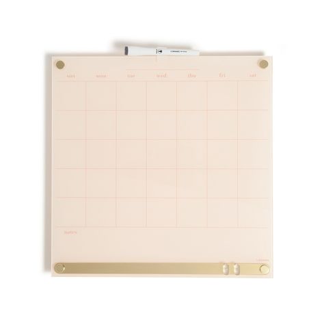 Elevate your scheduling game with this 16" x 16" Acrylic Dry Erase Calendar with Metal Bulletin Strip in Cream and Gold. This sophisticated calendar seamlessly blends style and function with its cream frameless board adorned with gold finish hardware. The premium acrylic surface ensures effortless cleaning, providing the perfect canvas for your monthly plans and events. The magnetic bulletin strip adds versatility, allowing you to pin notes, photos, and more. Included in this chic set are a magn Ethereal Bedroom, Pink Desk Accessories, Acrylic Dry Erase Board, Unrealistic Wishlist, Wall Calender, Coastal Room Decor, Boho Apartment Decor, College Necessities, Room Wishlist