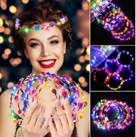 Led Flower Crown, Light Up Balloons, Glow Party Supplies, Light Party, Led Flower, Flower Headdress, Flower Crown Hairstyle, Crown For Women, Hair Light