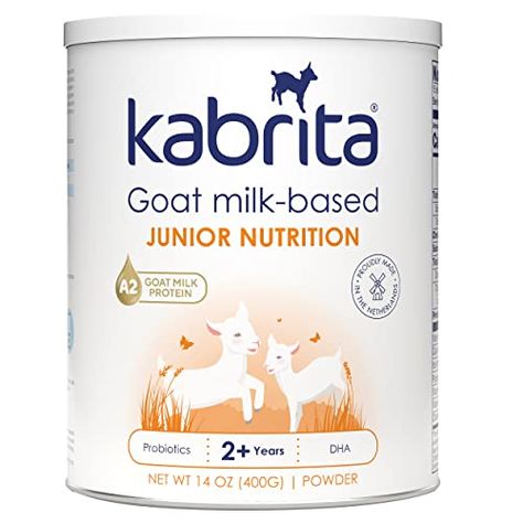 Kabrita Junior Goat Milk Powder for Kids - Easy to Digest Powdered Goat Milk Ages 2-7 - Immunity Boosting Containing Vitamin C, D, E, Protein & Calcium - Non-GMO Gentle on Sensitive Tummies - 14Oz Goat Milk Powder, Natural Prebiotics, Goat Milk Formula, Formula Milk, Milk Alternatives, Feeding Kids, Milk Protein, Growth Hormone, Milk Powder