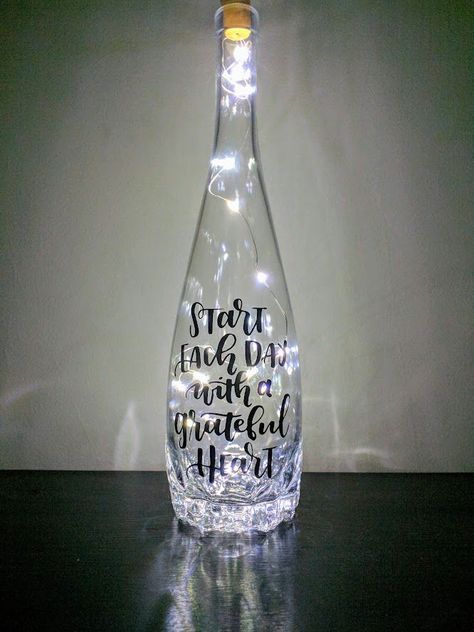 Wine Bottles Diy Ideas, Light In Bottle, Wine Bottles In The Garden, Bottle With Lights, Wine Bottle Project, Hand Painted Wine Bottles, Wine Bottle Lamp, Empty Wine Bottles, Light Up Bottles