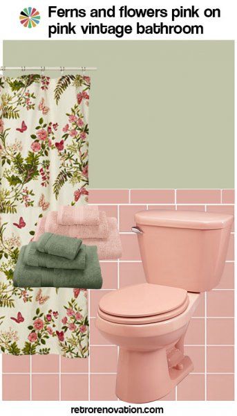 See our complete slide show of 99 design boards with ideas to decorate a pink bathroom. Ideas for pink & black / gray / white / blue / maroon/ green -- Epic! Pink Tile Bathroom Ideas, Pink Vintage Bathroom, Pink Bathroom Vintage, Pink Tile Bathroom, Pink Bathroom Tiles, Pink Bathtub, Retro Pink Bathroom, Vintage Pink Bathroom, Bathroom Retro