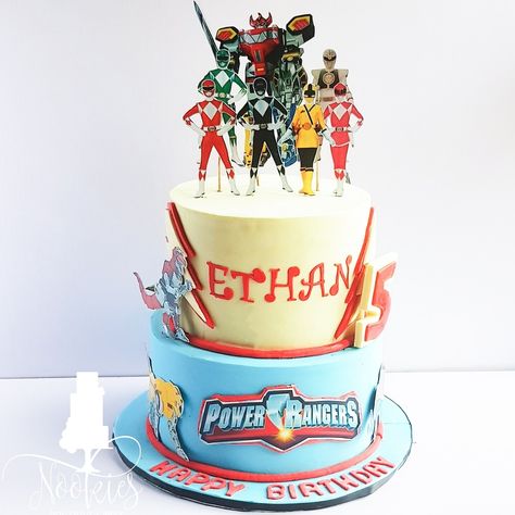 Power Rangers Cake, Blue Power Ranger, Jeep Cake, Power Ranger Cake, Cupcake Flavors, Childrens Birthday Cakes, Power Ranger, Gold And Blue, Cakes For Boys