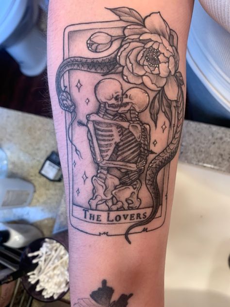 The Lovers Tarot Card Tattoo, Tattoo Peony, Lovers Tarot Card, Small Dragon Tattoos, Tarot Card Tattoo, Tarot Tattoo, The Lovers Tarot Card, The Lovers Tarot, Gemini Tattoo