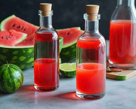 HOMEMADE WATERMELON LIQUER: A DELICIOUS FROM ITALY Watermelon Liqueur Recipe, Watermelon Liquor, Potato Appetizers, Watermelon Cocktail, Italian Liqueur, Homemade Liquor, Liquor Recipes, Liqueurs Recipes, Italian Dessert