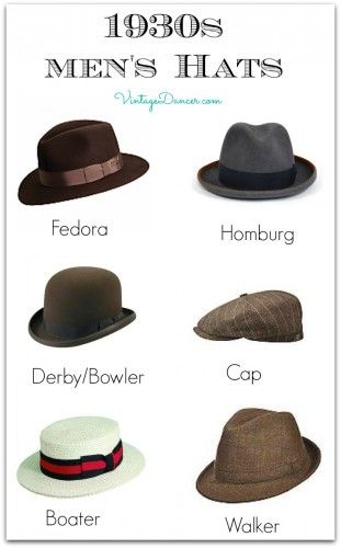 1930s Men's hat Styles. Learn more and shop at VintageDancer.com 1930s Mens Fashion, Topi Baret, Public Enemies, 1930s Men, Popular Hats, 1930 Fashion, Mens Hats Fashion, 30s Fashion, Look Retro