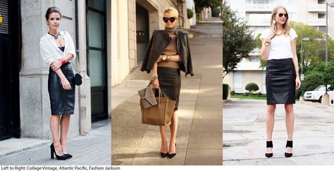 Work it at work: These leather pencil skirts are sexy, sophisticated and all under $100 Grey Turtleneck Outfit, Summer Fashion Dresses Casual, Brown Suede Skirt, Brown Pencil Skirt, Below The Knee Dresses, Turtleneck Outfit, Faux Leather Pencil Skirt, Stylish Skirts, Skirt Trends