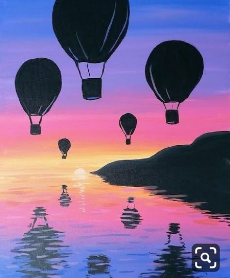 Oil Pastel Silhouette, Siluet Art, Balloon Drawing, Nature Art Drawings, Silhouette Painting, Watercolor Paintings For Beginners, Simple Canvas Paintings, Canvas Painting Tutorials, Family Painting