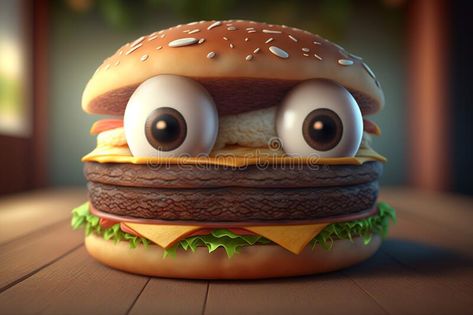 Funny cheeseburger with eyes. Generative AI. Burger day royalty free stock images Hamburger Sandwich, Funny Burger, Burger Images, Day Illustration, Beef Burgers, Children’s Books, Cheeseburger, Stock Images Free, Stock Illustration