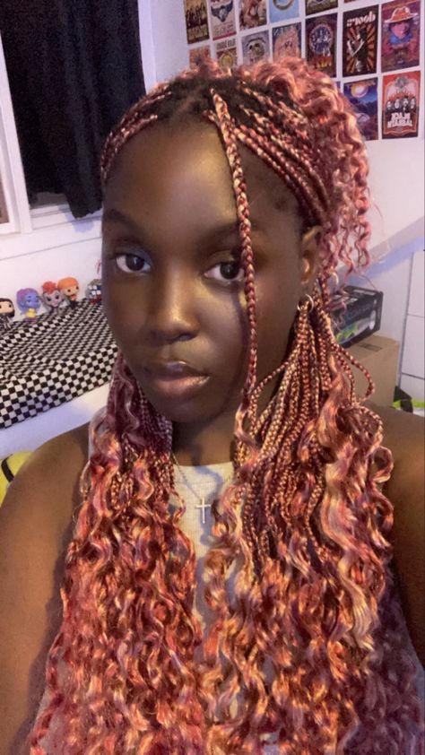 #f Cute Color Combinations For Braids, Brown And Pink Braids, Braids Color Combination, Weave Snatched, Braid Color Combos, Braid Colors, Brown Box Braids, Weave Colors, Ombre Braids