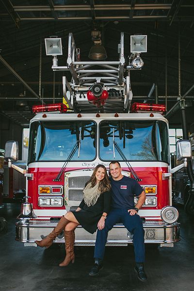 Firefighter Couple Pictures, Firefighter Engagement Pictures, Firefighter Couple, Firefighter Engagement, Firefighter Photography, Mrs To Be, Firefighter Family, Firefighter Wedding, Firefighter Pictures