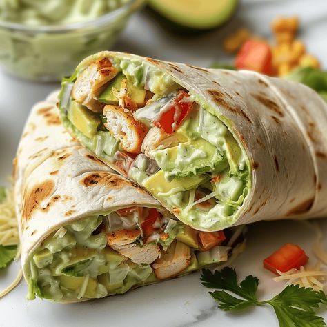 Avacado Ranch Chicken Burritos, Chicken Avocado Ranch Wrap, Chicken Avocado Ranch Burritos, Chicken Avacado, Chicken Avocado Wrap, Avocado Burrito, Ranch Wraps, Cajun Recipes Authentic, Tomato Sandwiches