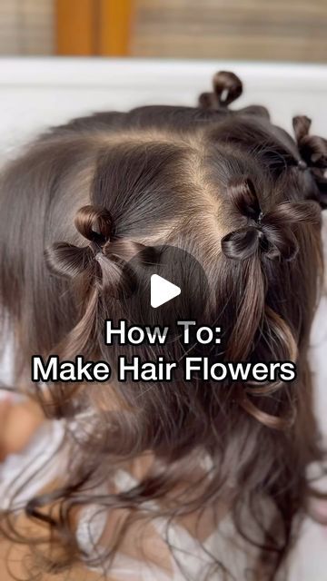 Nancy Amery on Instagram: "How To: make hair flowers 🌺 

If you want to see the slowed down version, comment ‘hair’ below and I’ll send you the link. 

#parentinghack #hairtutorial #hairflowers #kidsflowerhairstyle #hairhack #kidshairhack #howtohair" Flower Girl Hair Tutorial, Flowergirls Hairstyle, Princess Hairstyles For Kids, Flower Girl Hairstyle, Easy Hair Dos, Kids Hairstyles For Wedding, Girl Hair Dos, Fairy Hair, Toddler Hairstyles Girl