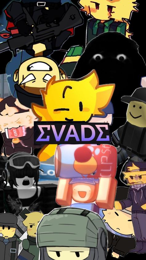 Roblox Evade Fanart, Roblox Wallpaper, Roblox Evade, Roblox Noob, Road Blocks, Social Media Drawings, Roblox T Shirts, T Shirt Picture, Roblox Funny