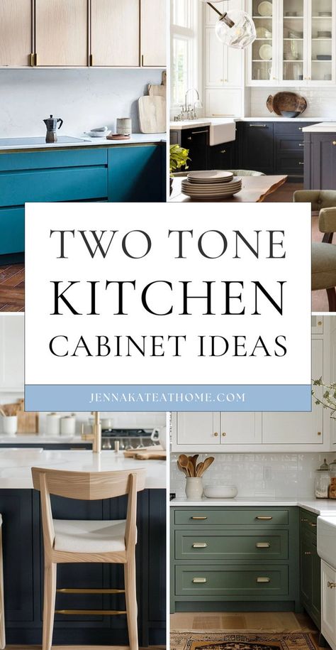 Explore these two tone kitchen cabinets ideas to transform your space. Discover stylish kitchen cabinets with two colors for a modern look. These two toned kitchen cabinets offer unique two toned cabinet ideas that will enhance your kitchen. Find the perfect paint colors for kitchen cabinets to create the best kitchen cabinets. Embrace the trend of two tone kitchen cabinets for a stunning kitchen makeover. Dual Color Kitchen Cabinets, 2 Toned Kitchen Cabinets, Two Color Kitchen Cabinets, 2 Tone Kitchen Cabinets, Paint Colors For Kitchen Cabinets, Two Toned Kitchen, Colors For Kitchen Cabinets, Small Kitchen Colors, Two Toned Kitchen Cabinets